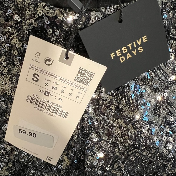 Zara Black Boot Cut Flare Pants with Sparkle - Picture 3 of 3